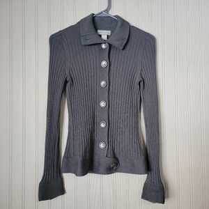 Banana Republic 100% Fine Marino Wool Button Down Cardigan Black Women's Medium
